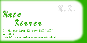 mate kirrer business card